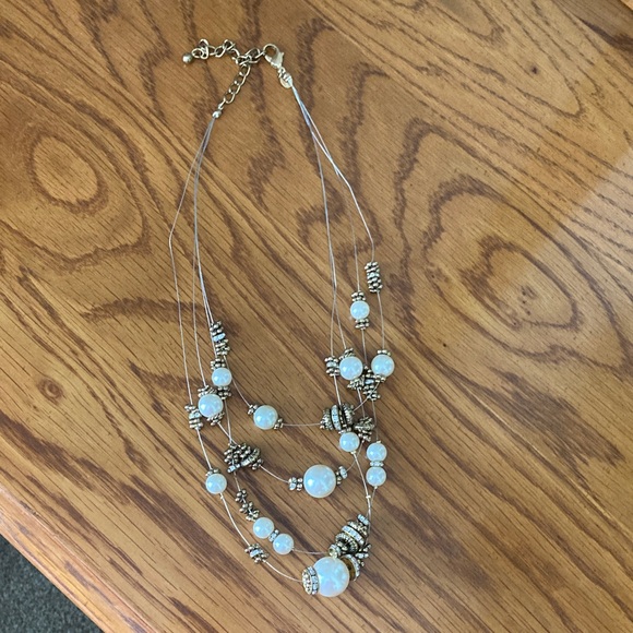 None Jewelry - Multi-Strand Adjustable Bead Necklace with Gold Accents